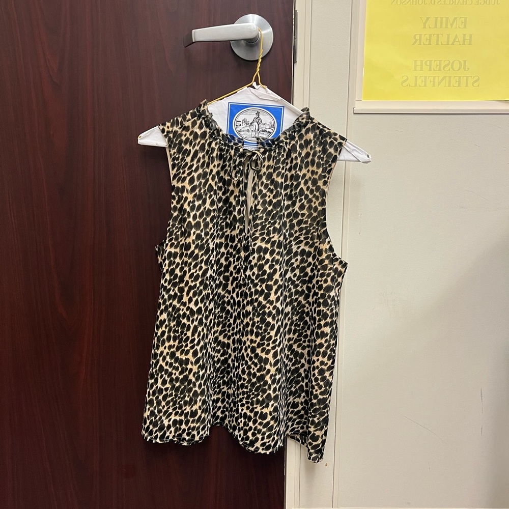 Leopard J.Crew Tank Blouse with Tie, Size Small